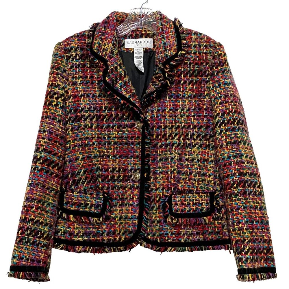 Sag Harbor Womens Estilo Jacket‎ 8P Vibrant Academia Clowncore Maximalism Career